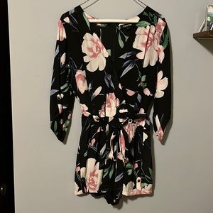 Yumi Kim black silk floral romper